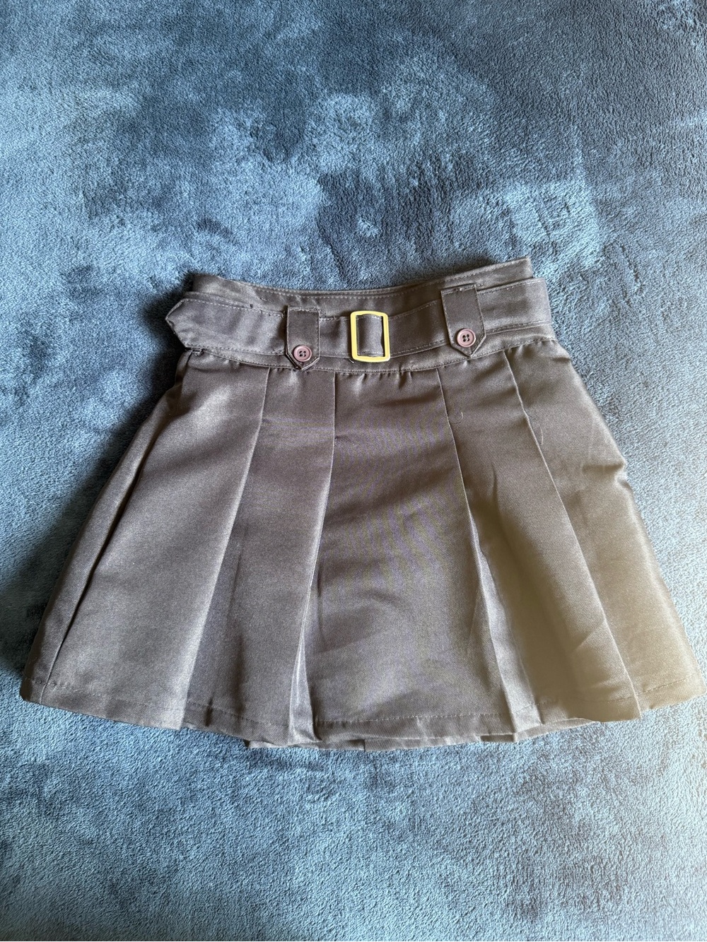 Beverly Hills Polo Club Brown Pleated Girls' Skirt with Gold Buckle